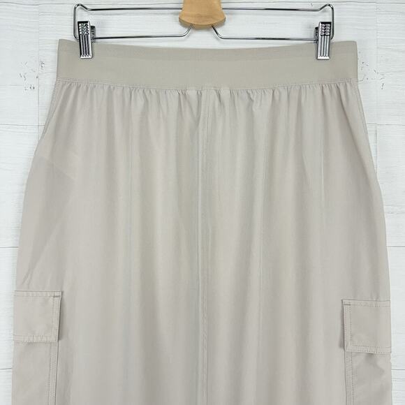 Athleta Cargo Midi Skirt Womens 12 Beige Brooklyn Heights High Rise Lightweight - Picture 8 of 15